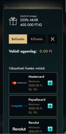 Befizetés és játék