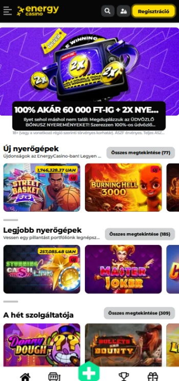 Energy Casino mobilalkalmazás