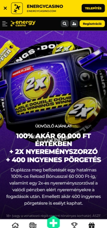 Energy Casino Üdvözlő bónusz