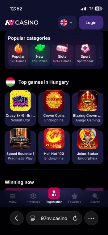 NV Casino Játékválaszték