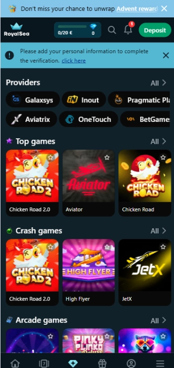 RoyalSea Crash Games