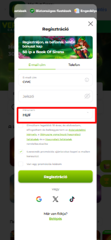 számla pénznemét