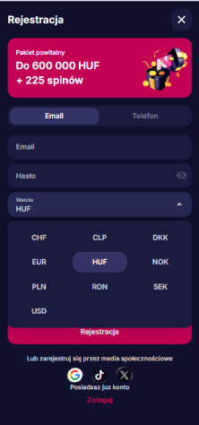 Válassza ki a kívánt pénznemet