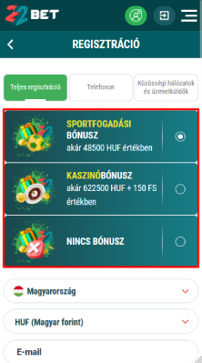 Válaszd ki a bónusz típusát