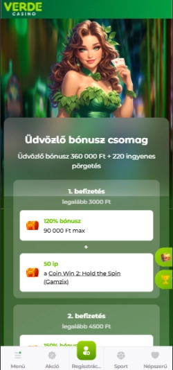 Verde Üdvözlő bónusz