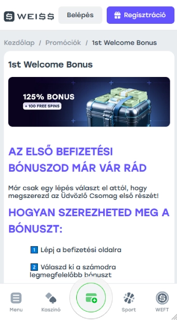 Weiss Üdvözlő bónusz