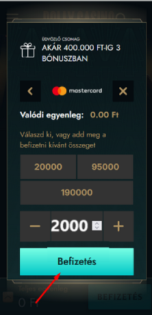 Összeg megadása és jóváhagyás