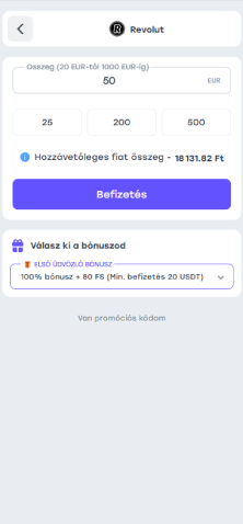 Revolut kiválasztása